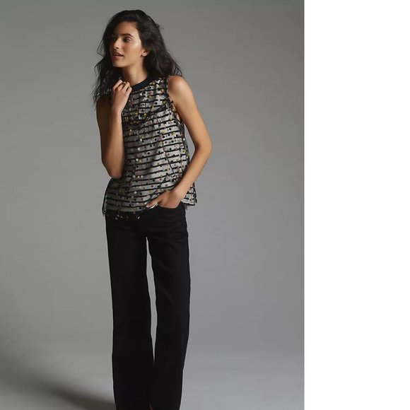 Anthropologie Maeve Contrast Dotted Tank - Picture 4 of 7